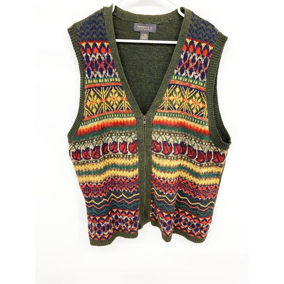 Vintage Designs & Co Lane Bryant Cotton Blend Zip Up Sweater Vest Size 22 - Picture 1 of 5